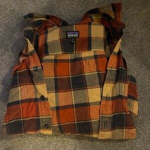 Patagonia Mens Plaid Vest - Red, Black, and Tan